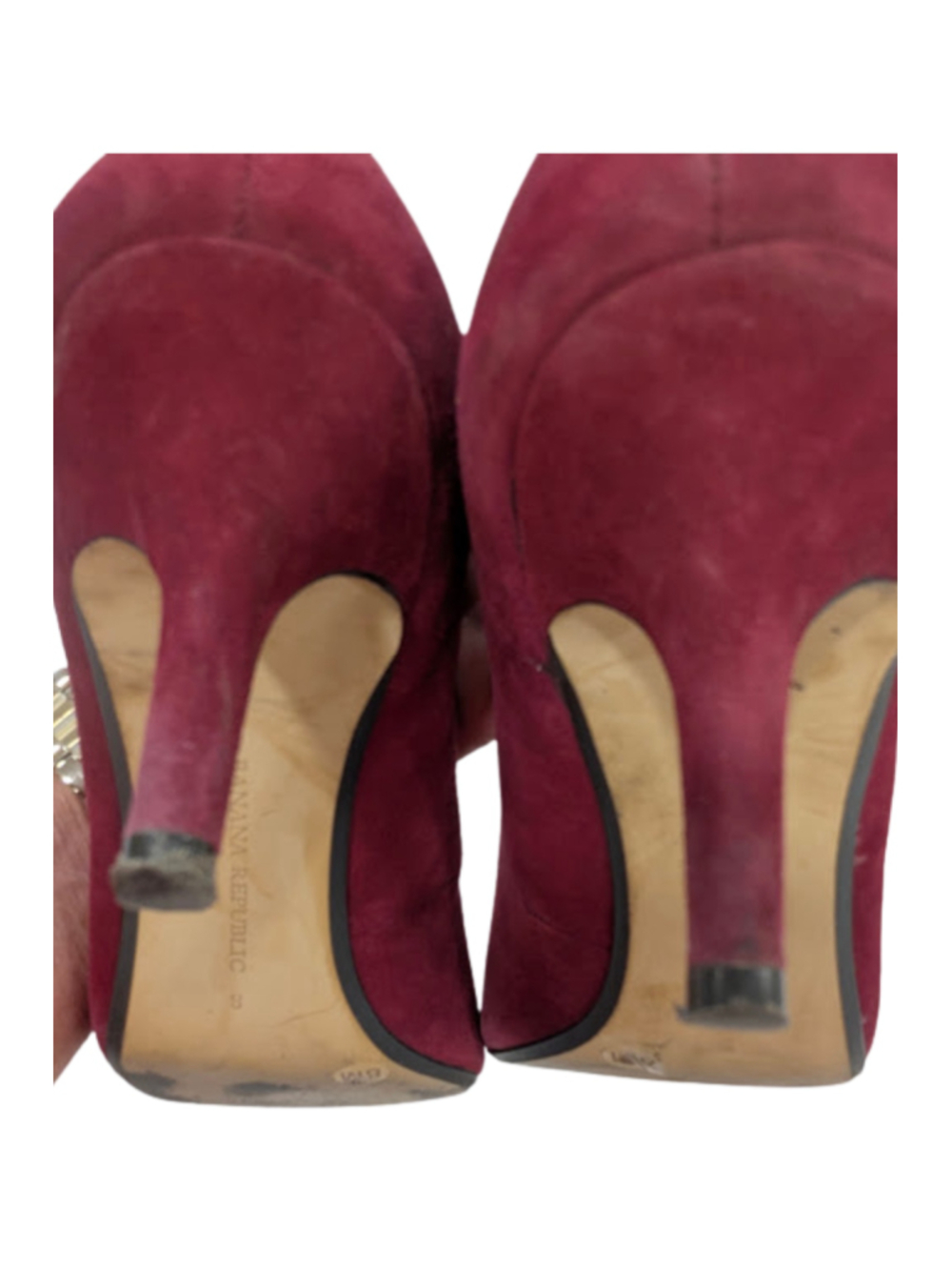 Banana Republic Suede Pumps 8 Burgundy Pointed Toe Stiletto Heels Office Siren - Picture 7 of 12